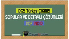 DGS Çıkmış Türkçe Soruları ve Çözümleri İndir
