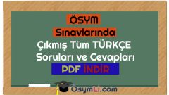 ÖSYM Çıkmış Türkçe Soru&Cevapları İNDİR