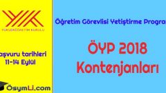 2018 ÖYP Lisansüstü Eğitim Kontenjanları ve Şartları
