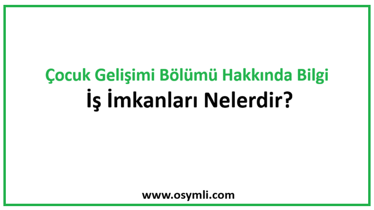 Çocuk Gelişimi Bölümü Hakkında Bilgi | İş İmkanları Nelerdir?