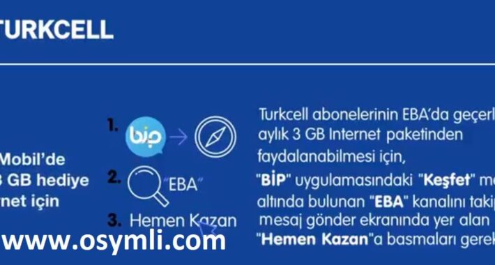 Turkcell EBA 3 GB Bedava İnternet Nasıl Yapılır?