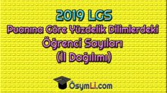 2019 Merkezi Sınav Puanına Göre İlk %20’lik Dilimlerdeki Öğrenci Sayıları (İl Dağılımı)