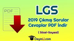 2019 LGS Çıkmış Sorular ve Cevapları PDF İndir (Sözel-Sayısal)