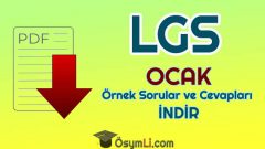 2020 LGS Ocak Ayı Örnek Sorular ve Cevapları PDF İNDİR (MEB)