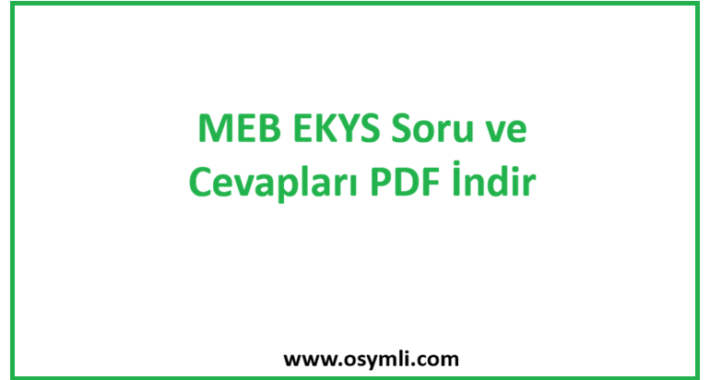 2020 MEB EKYS Soru ve Cevapları PDF İndir
