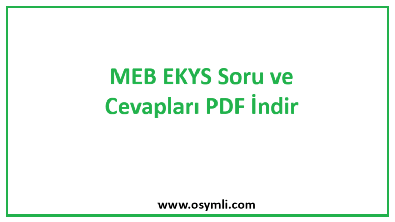 2020 MEB EKYS Soru ve Cevapları PDF İndir