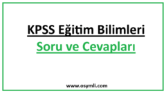 2020 KPSS Eğitim Bilimleri Soru ve Cevapları