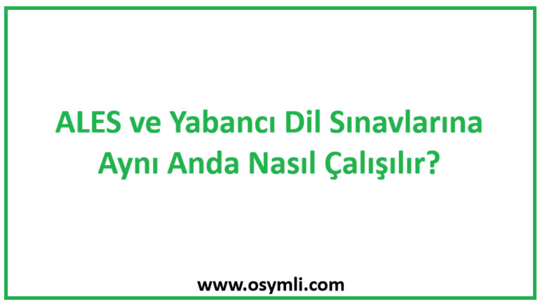 ALES ve Yabancı Dil Sınavlarına Aynı Anda Nasıl Çalışılır?