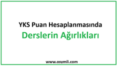 YKS Puan Hesaplanmasında Derslerin Ağırlıkları