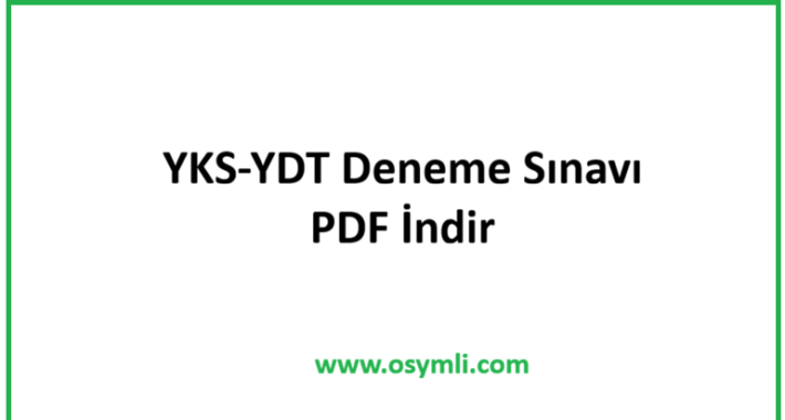 2027 YKS-YDT Deneme Sınavı PDF İndir