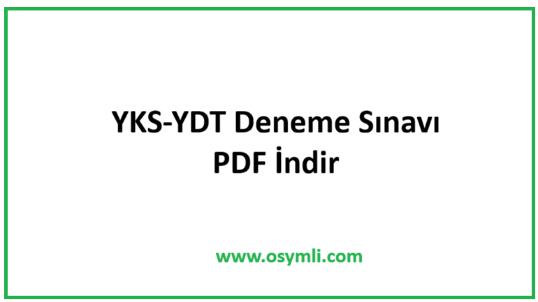 2027 YKS-YDT Deneme Sınavı PDF İndir