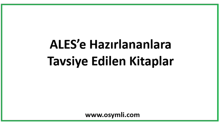 2026 ALES’e Hazırlananlara Tavsiye Edilen Kitaplar