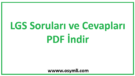 2026 LGS Soruları ve Cevapları PDF İndir